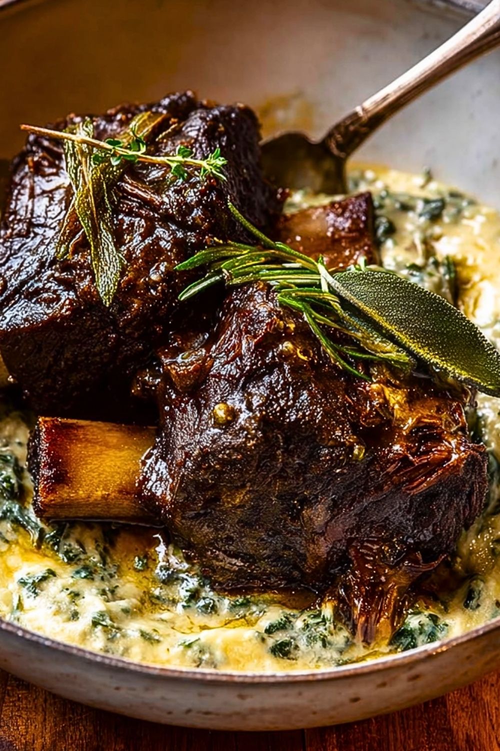Slow-Braised Beef Short Ribs with Creamy Herb Sauce - Ava Chef Life