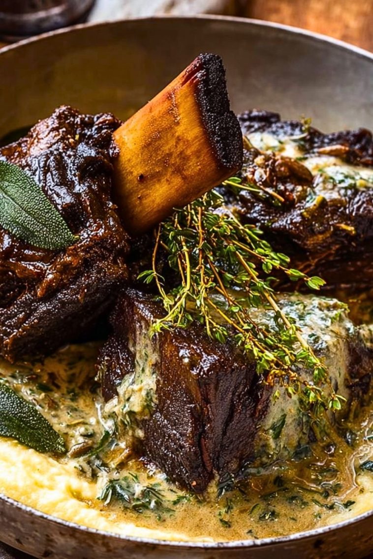Slow-Braised Beef Short Ribs with Creamy Herb Sauce - Ava Chef Life